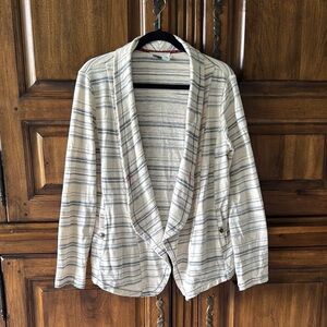Anthropologie Striped Shawl Collar Women's open Jacket - Cream & Gray - Small